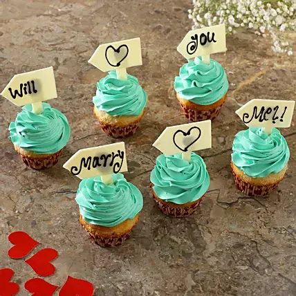 Propose With Vanilla Cream Cup Cakes Set of 6